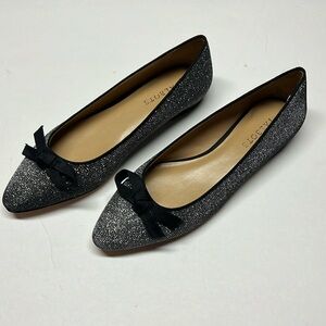 NIB Talbots Silver Black Edison Knot Glitter Shoes